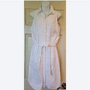 NWT Banana Republic Cream Lined Sleeveless Shirt Dress with White Tuxedo upper